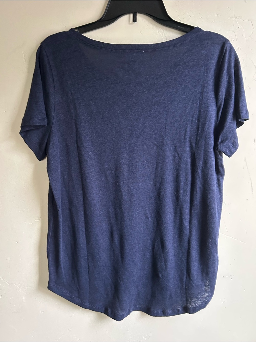 ▶️ Pure Collection 100% Linen Tee Shirt Womens US 12 Navy Blue Minimalist - Picture 8 of 9